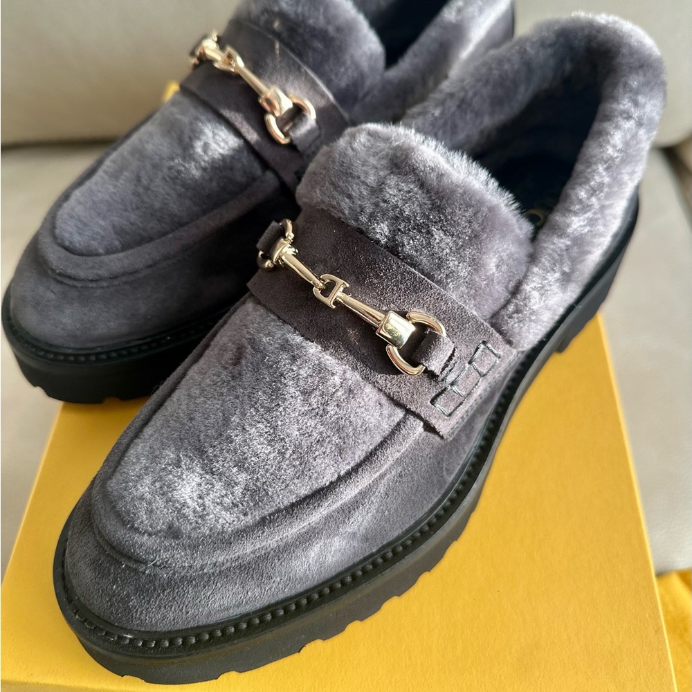 Doucal’s suede & fur trim loafers, 38